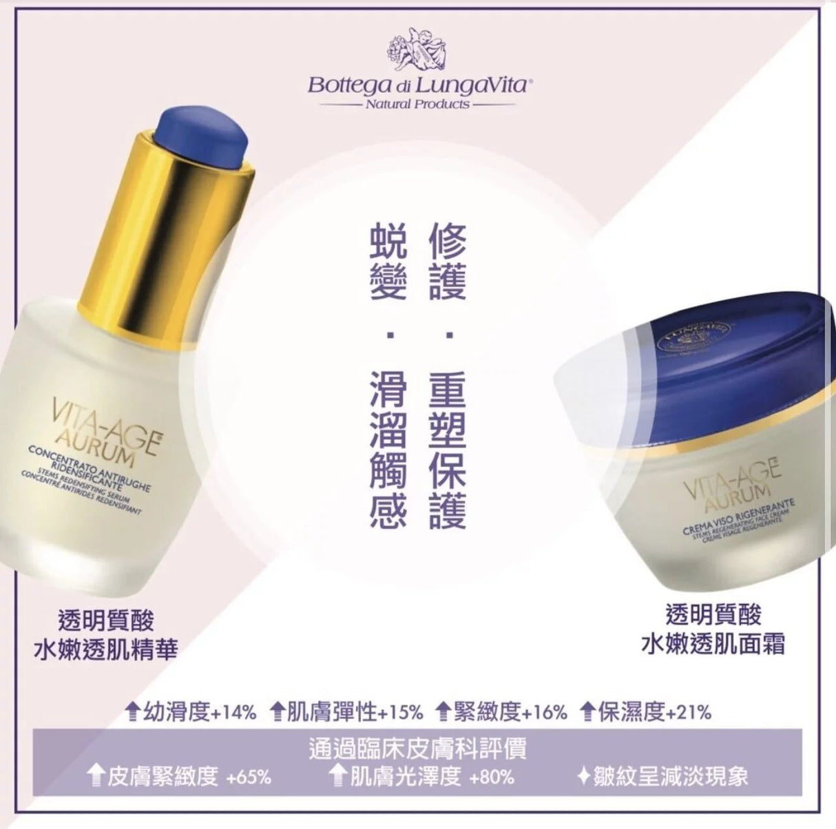 BOTTEGA DI LUNGAVITA VITA-AGE AURUM 皇牌透明質酸套裝(精華+面霜各一) (意大利製造) 50ML+30ML - Beauty’s 5skin