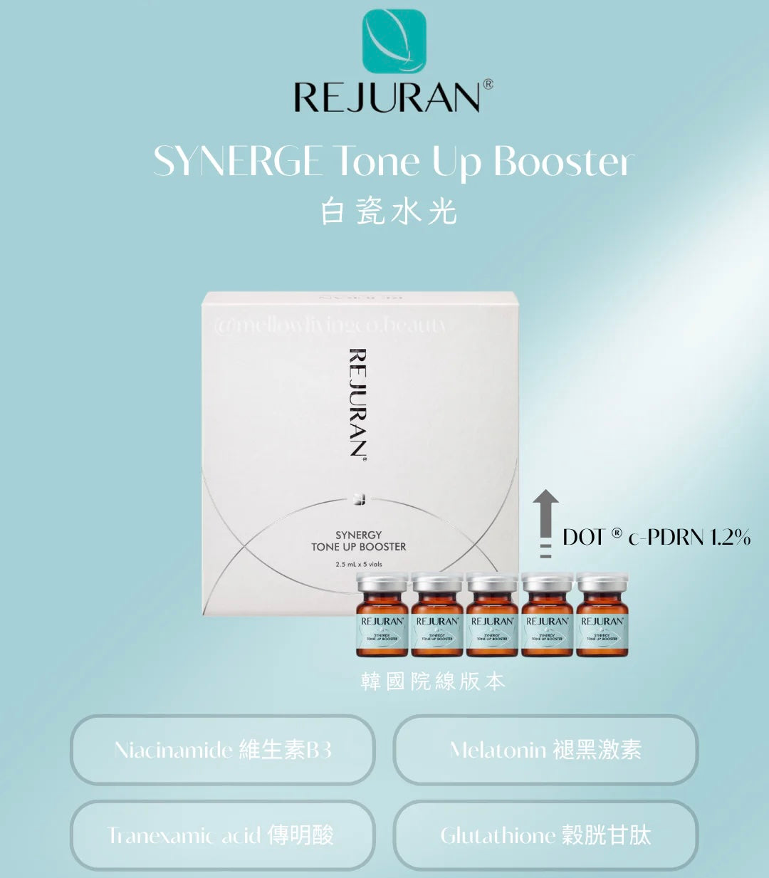 REJURAN SYNERGY TONE UP BOOSTER 麗朱蘭新版白瓷針美白(1盒5次) - 5SKINLAB