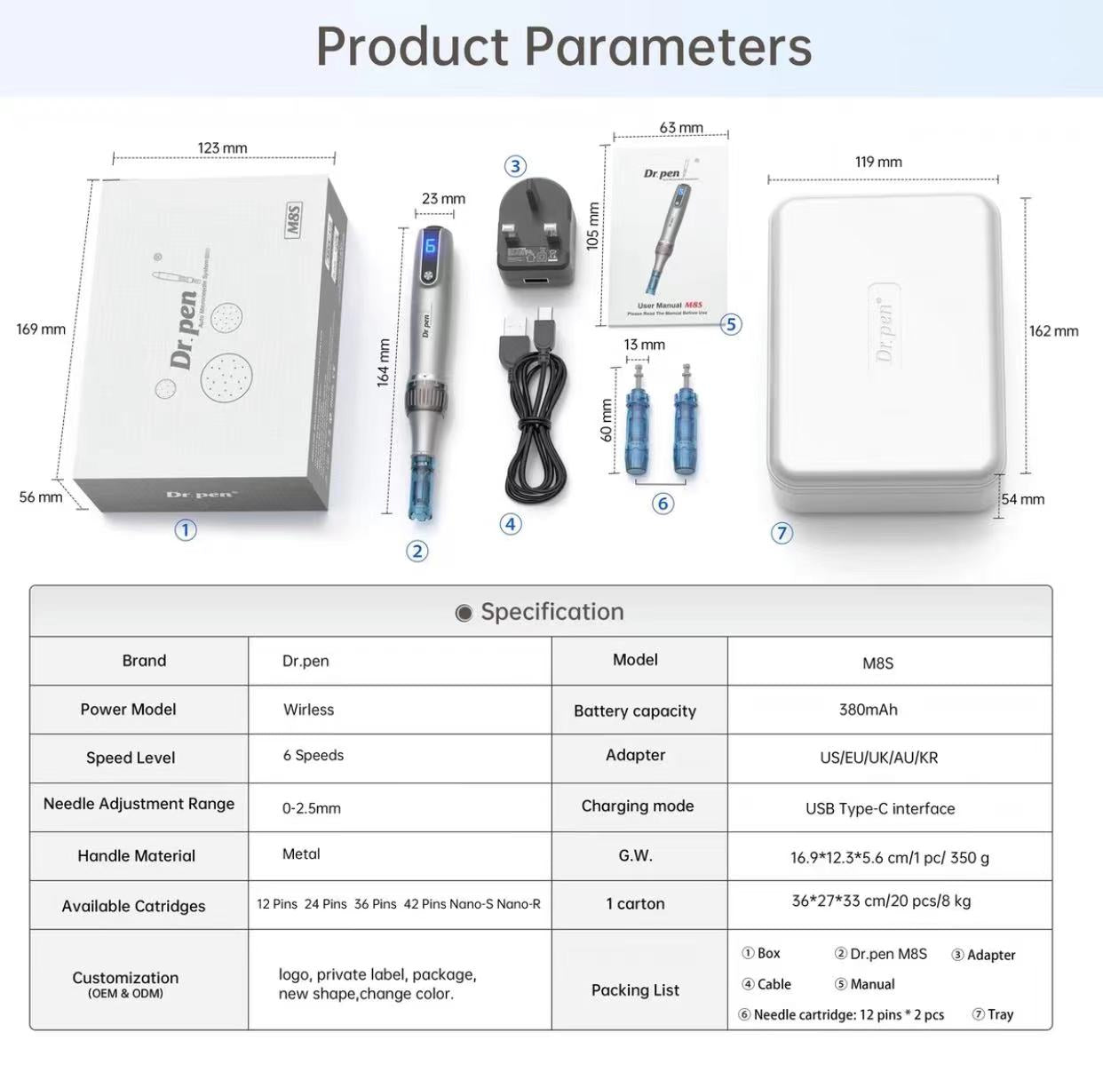 DR Pen M8S Microneedling Pen M8升級版無線電動微針MTS Wireless