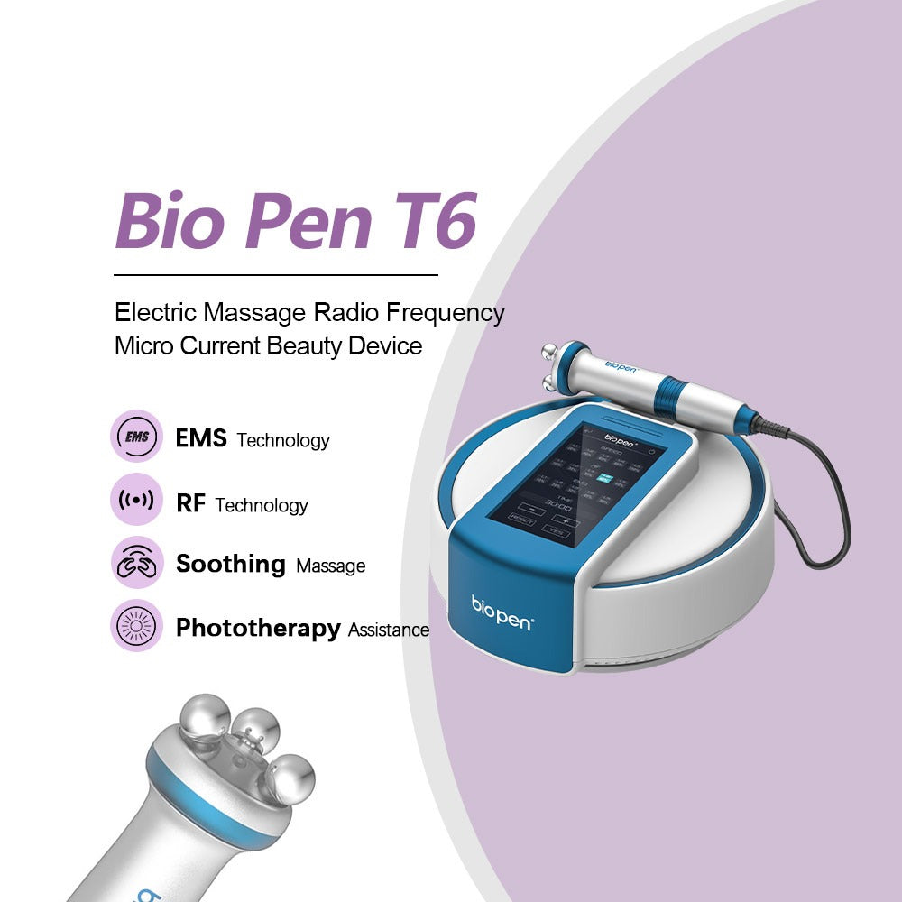 Bio Pen T6 Electric Massage Radio Frequency Micro Current Beauty Device EMS + RF 緊緻提昇射頻舒緩轉動按摩LED光療美儀 - 5SKINLAB