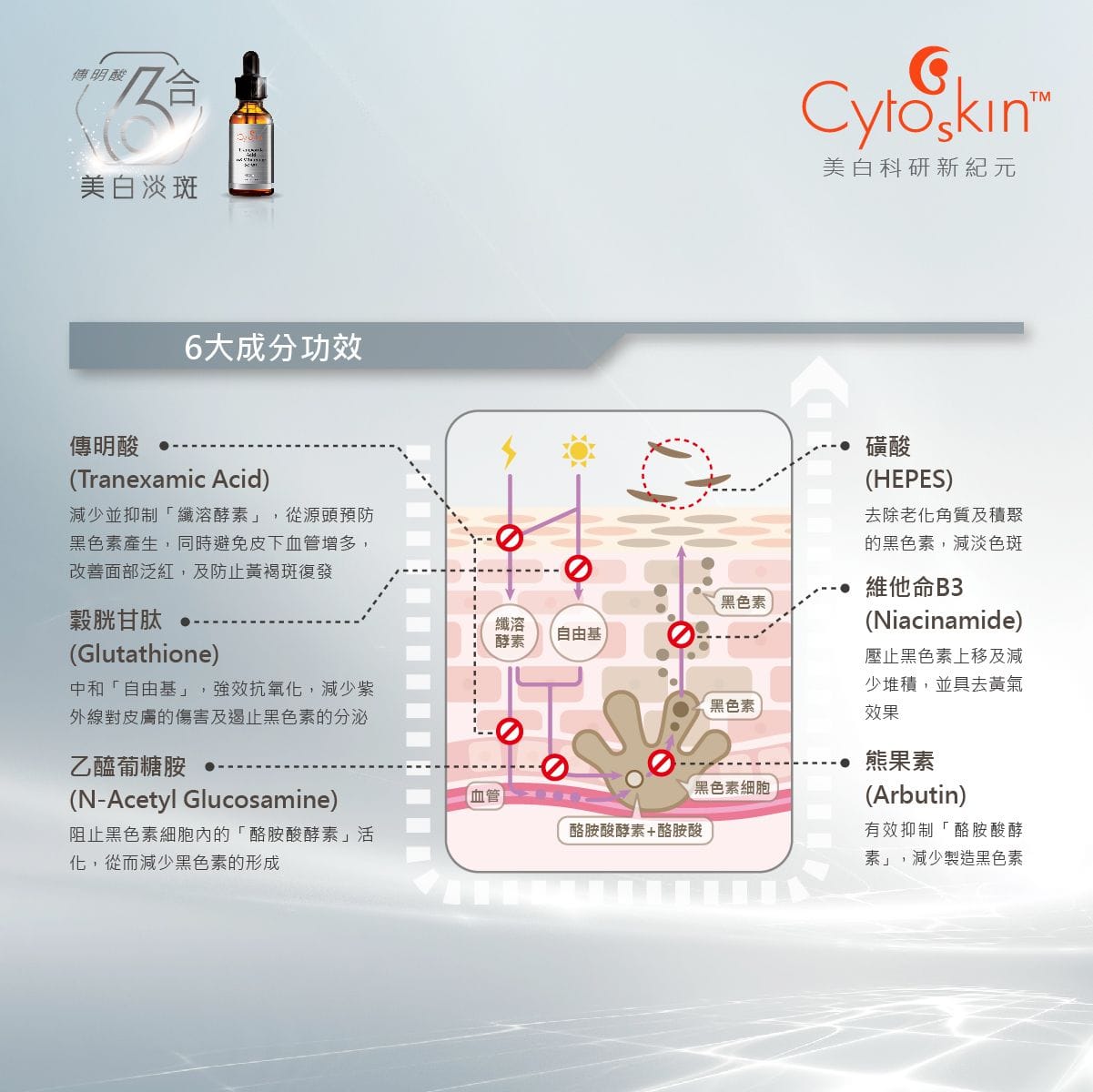 CytoSkin Tranexamic Acid 6X Whitening Serum 傳明酸6合美白淡斑精華 - 5SKINLAB