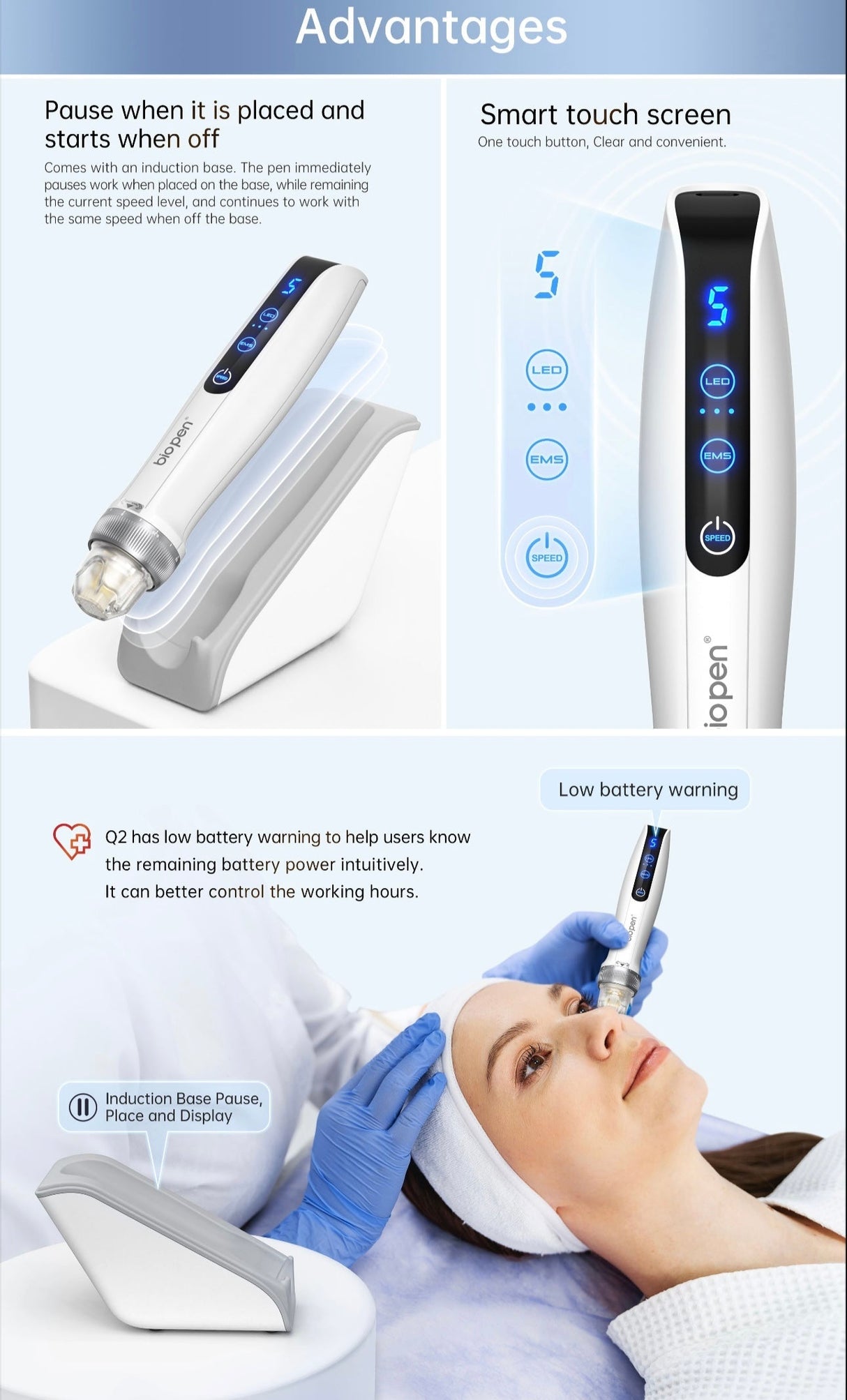 Bio pen Q2 Auto MTS Electroporation Microneedling EMS LED Triple effects Rejuvenate the skin2024 - 5SKINLAB