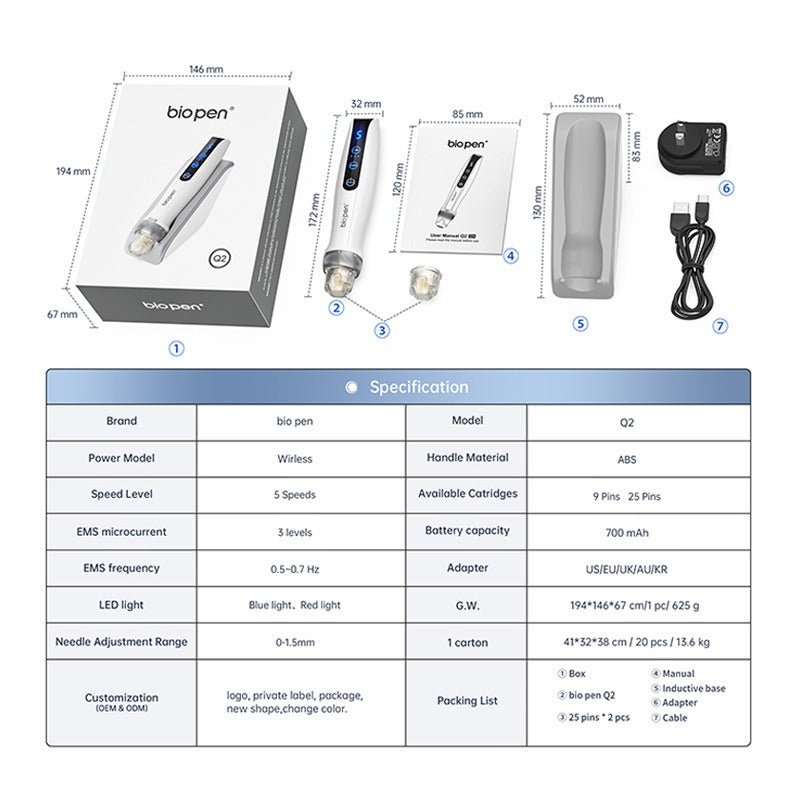 Bio pen Q2 Auto MTS Electroporation Microneedling EMS LED Triple effects Rejuvenate the skin2024 - 5SKINLAB